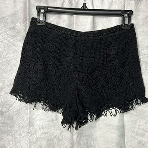 Mossimo Black Crochet Fully Lined Fringe Shorts - size Small